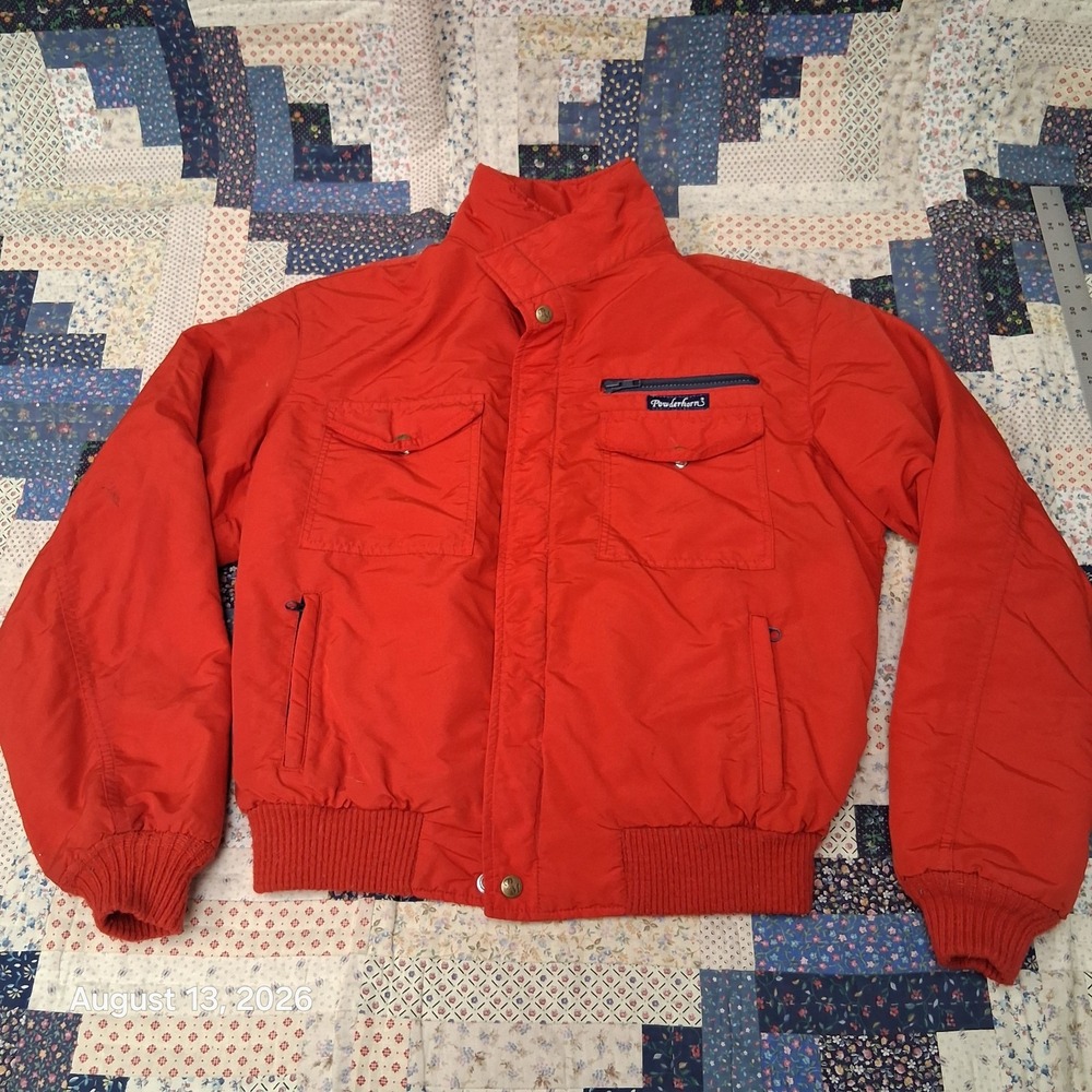 Vintage 80s Powderhorn Mountaineering Boys Large Red Ski Bomber Jacket USA